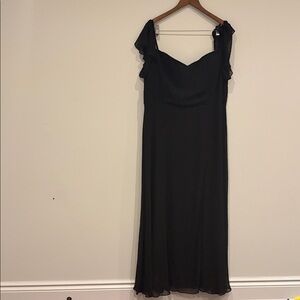 Ever Pretty Black Chiffon Maxi Dress with Ruffle Sleeves